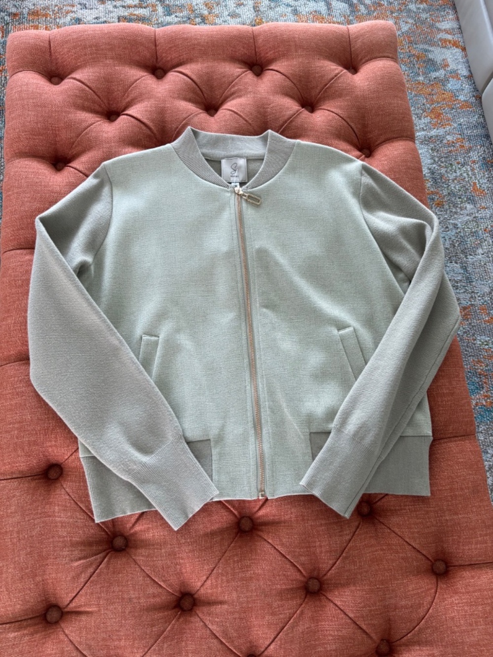 NWT Sioni Soft Sage Green Luxury Bomber Jacket Sz M - Picture 11 of 14